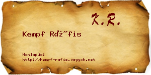 Kempf Ráfis névjegykártya